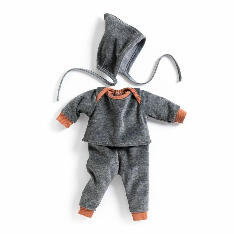 Djeco - Pearl Grey Doll's Velour Tracksuit 3 Djeco - Pearl Grey Doll's Velour Tracksuit