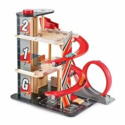 Hape - Gearhead Stunt Garage Wooden High Rise Car Parking Lot