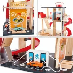 Hape - Gearhead Stunt Garage Wooden High Rise Car Parking Lot -Tiny Creations Shop hape e3019gearheadstuntgarage 4