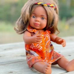 Made For Mia - Isaiah Possum - Indigenous Dolls Flutter Dress - Suits 38cm Miniland Doll