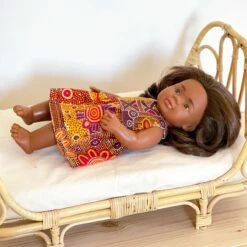 Made For Mia - Spinifex - Aboriginal Art Dolls Flutter Dress - Suits 38cm Miniland Doll -Tiny Creations Shop madeformia spinifexflutter 2