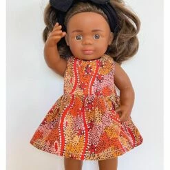 Made For Mia - Goanna Dreaming Rose - Indigenous Summer Dress - 38cm Miniland Doll