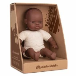Miniland Dolls - Soft Bodied With Articulated Head, African, 32 Cm Boxed - 31364