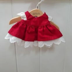 Tailoring For Miss Polly - Stephanie Dress Set To Suit 21CM Miniland Doll - Crimson Christmas