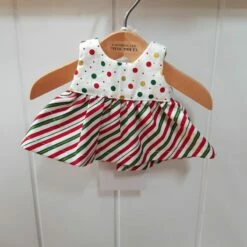 Tailoring For Miss Polly - Dress Set To Suit 21cm Miniland Doll - Christmas Stripes