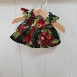 Tailoring For Miss Polly - Stephanie Dress Set To Suit 21cm Miniland Doll - Christmas Tartan