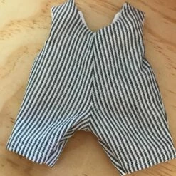 Tailoring For Miss Polly - Overalls To Suit 21cm Miniland Doll - Charcoal Stripe