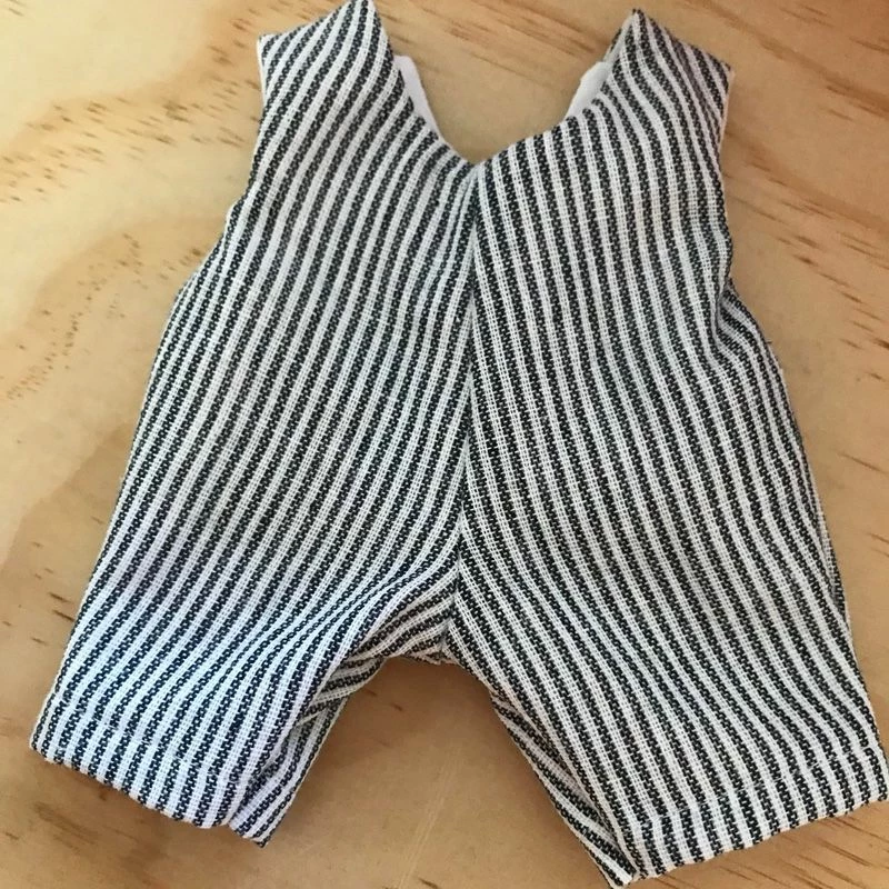 Tailoring For Miss Polly - Overalls To Suit 21cm Miniland Doll - Charcoal Stripe 3 Tailoring For Miss Polly - Overalls To Suit 21cm Miniland Doll - Charcoal Stripe