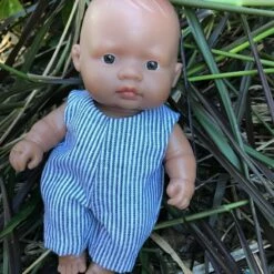 Tailoring For Miss Polly - Overalls To Suit 21cm Miniland Doll - Charcoal Stripe 7 Tailoring For Miss Polly - Overalls To Suit 21cm Miniland Doll - Charcoal Stripe -Tiny Creations Shop tfmp 21cmoveralscharcoalstripe 3