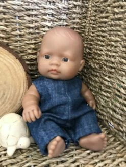 TAILORING FOR MISS POLLY - OVERALLS TO SUIT 21CM MINILAND DOLL - DARK DEMIN