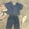 Tailoring For Miss Polly - Doll Trousers Set To Suit 38cm Miniland Doll - Scrubs Blue -Tiny Creations Shop tfmp 38cm bluescrubs 1