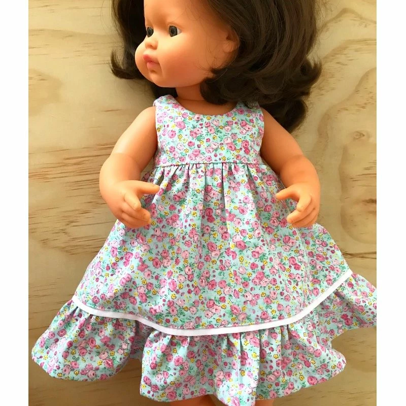 Tailoring For Miss Polly - Dress Set To Suit 38cm Miniland Doll - Little Buds - Light Pink 4 Tailoring For Miss Polly - Dress Set To Suit 38cm Miniland Doll - Little Buds - Light Pink - Image 2