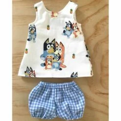 Tailoring For Miss Polly - DRESS SET - PINNY - TO SUIT 38CM MINILAND DOLL - BLUEY - FAMILY FUN