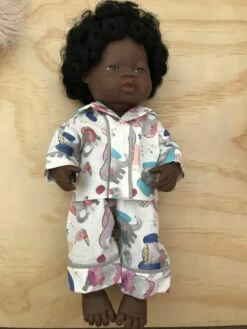 TAILORING FOR MISS POLLY - LONG PYJAMA SET TO SUIT 38CM MINILAND DOLL - LAURA BLYTHMAN - ELEPHANTS -Tiny Creations Shop tfmp 38elephantpyjamas 3