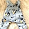 TAILORING FOR MISS POLLY - OVERALLS - TO SUIT 38CM MINILAND DOLL - BLUEY - ALL OVER