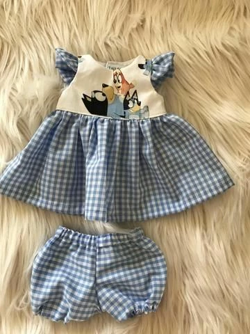 Tailoring For Miss Polly - Dress Set To Suit 38CM Miniland Doll - Bluey On Dad 4 Tailoring For Miss Polly - Dress Set To Suit 38CM Miniland Doll - Bluey On Dad - Image 2
